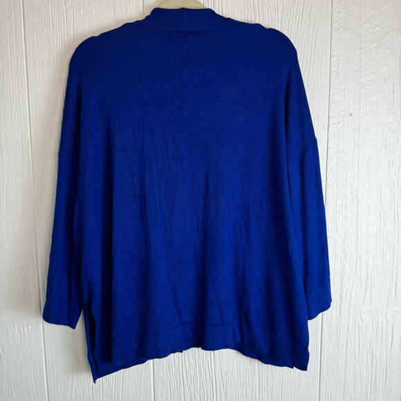Zara Knit Royal Blue Open Front Cardigan Career Office Size Medium with Pockets - Picture 6 of 7